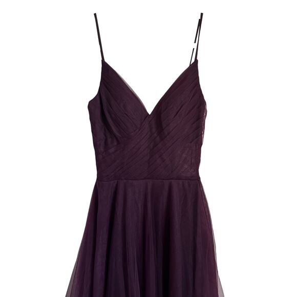 La Femme Corset Sheer Bodice Tulle Maxi Gown NEW Dark Berry Purple Size 2 - Picture 11 of 13